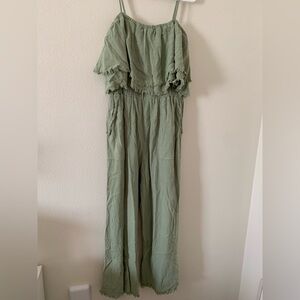 Umgee Olive Green Frayed Hem Jumpsuit